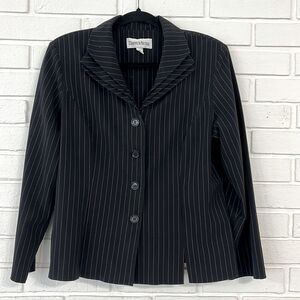 Danny & Nicole Black/White Pinstripe Blazer – Size 14 (412)